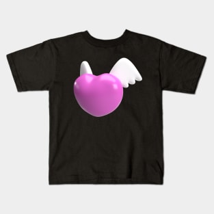 The pink heart and white wing for valentine or love concept 3d rendering Kids T-Shirt